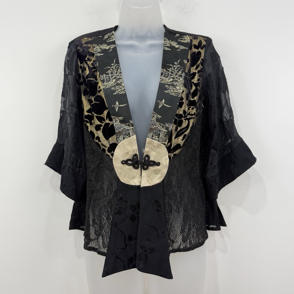 VTG Spencer Alexis Silk Kimono PS Velvet Burnout Lace Whimsigoth Brocade Event